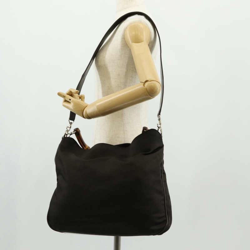 【日本直送】GUCCI 竹節手提包 尼龍 兩用 棕色 銀色 001 1577 正品 ep11538-24