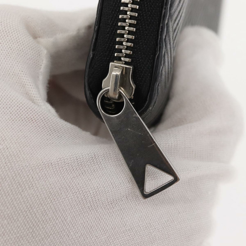 【日本直送】BOTTEGA VENETA 壓花 INTRECCIATO 圓形拉鍊皮夾 皮革 黑色 Auth bs30450-7