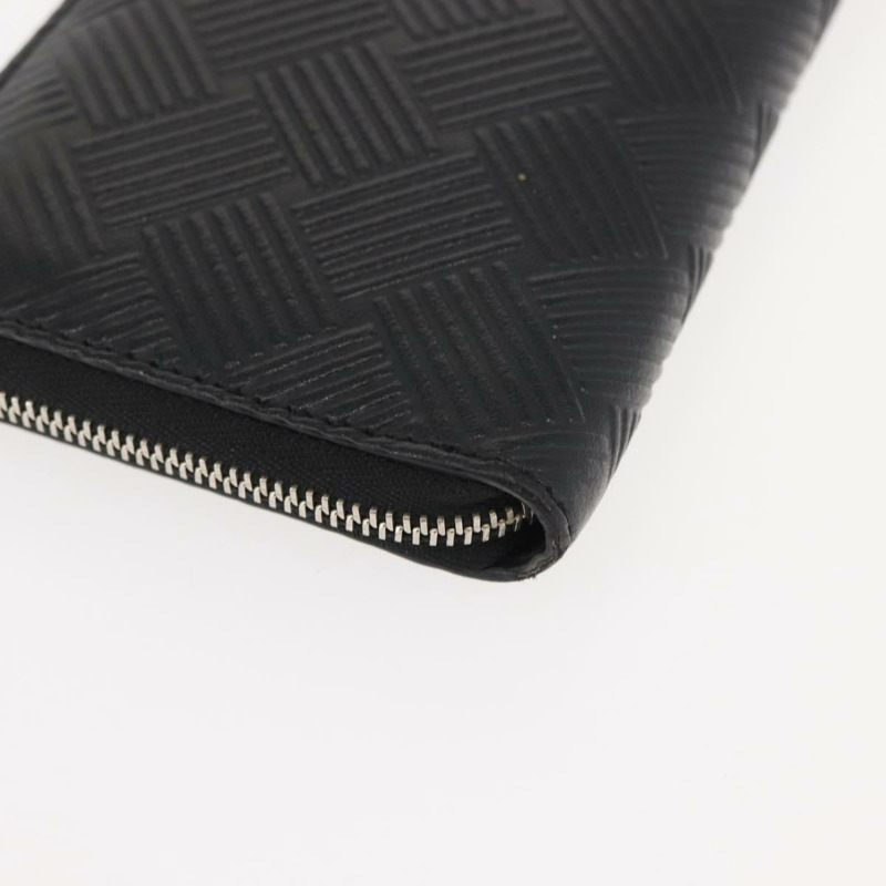 【日本直送】BOTTEGA VENETA 壓花 INTRECCIATO 圓形拉鍊皮夾 皮革 黑色 Auth bs30450-13