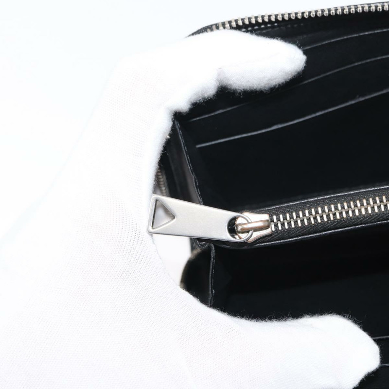 【日本直送】BOTTEGA VENETA 壓花 INTRECCIATO 圓形拉鍊皮夾 皮革 黑色 Auth bs30450-20