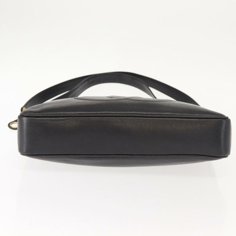 【日本直送】香奈兒魚子醬皮黑色金色雙C標誌手提包 正品 BA7490-4