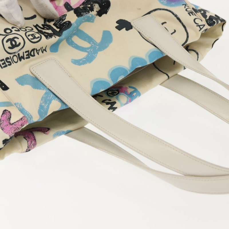 【日本直送】香奈兒新旅遊系列夏威夷獨家托特包 純棉 白色 CC Auth BA7485-6