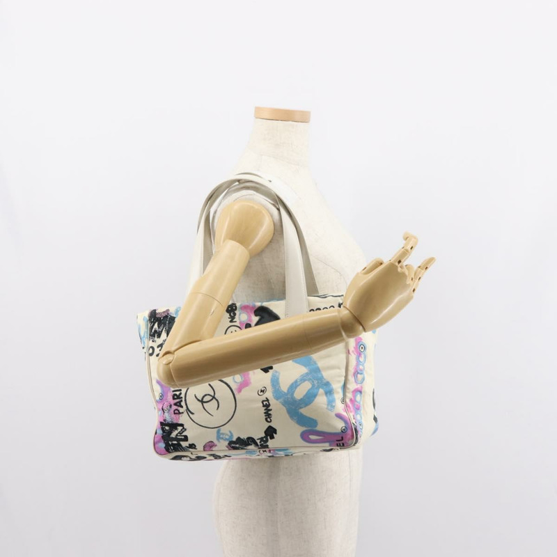 【日本直送】香奈兒新旅遊系列夏威夷獨家托特包 純棉 白色 CC Auth BA7485-23