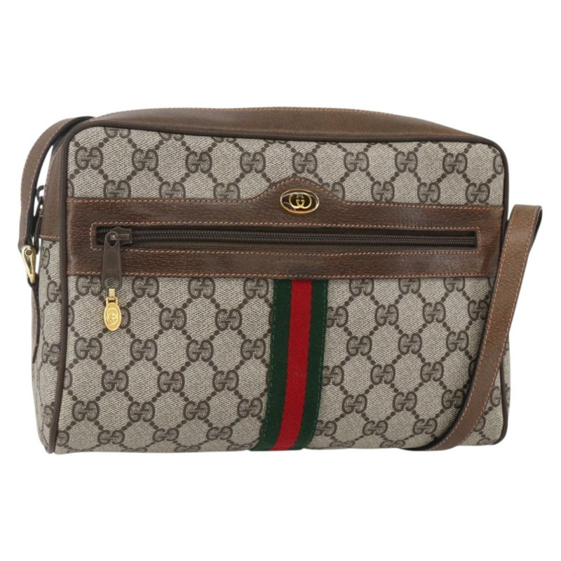 【日本直送】GUCCI GG Supreme Web Sherry Line 單肩包 PVC 米色 金色 正品 BA7456-0