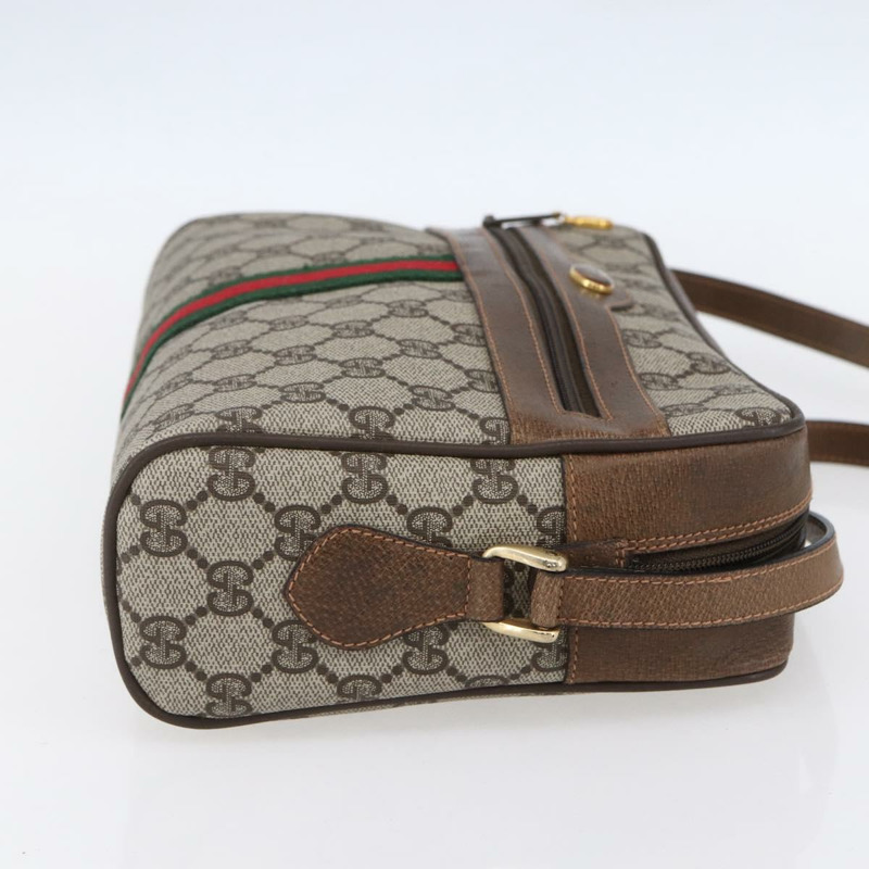 【日本直送】GUCCI GG Supreme Web Sherry Line 單肩包 PVC 米色 金色 正品 BA7456-3