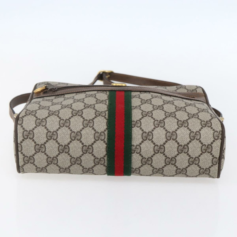 【日本直送】GUCCI GG Supreme Web Sherry Line 單肩包 PVC 米色 金色 正品 BA7456-4