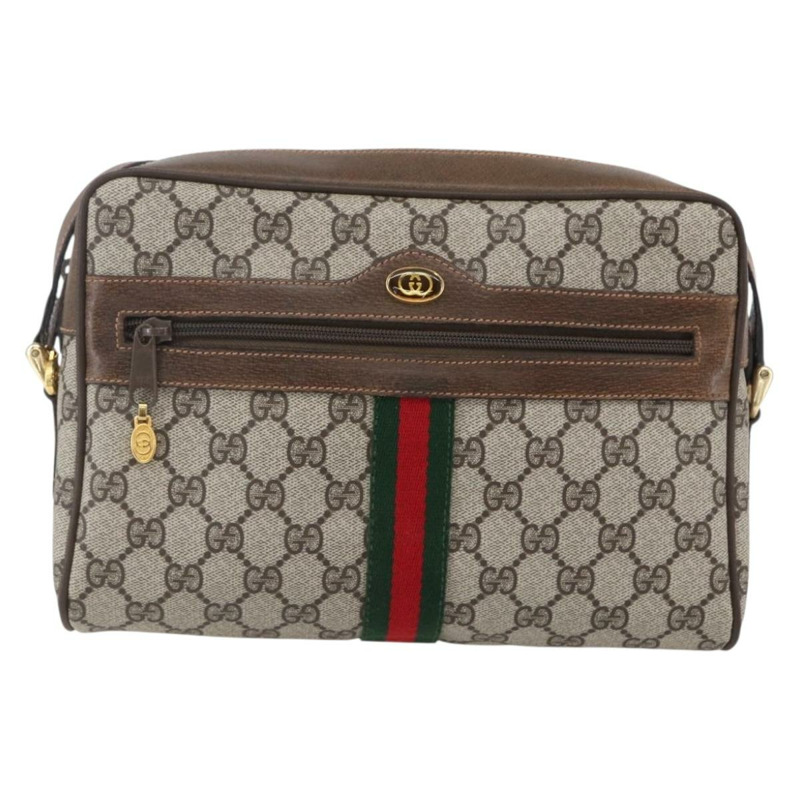 【日本直送】GUCCI GG Supreme Web Sherry Line 單肩包 PVC 米色 金色 正品 BA7456-12