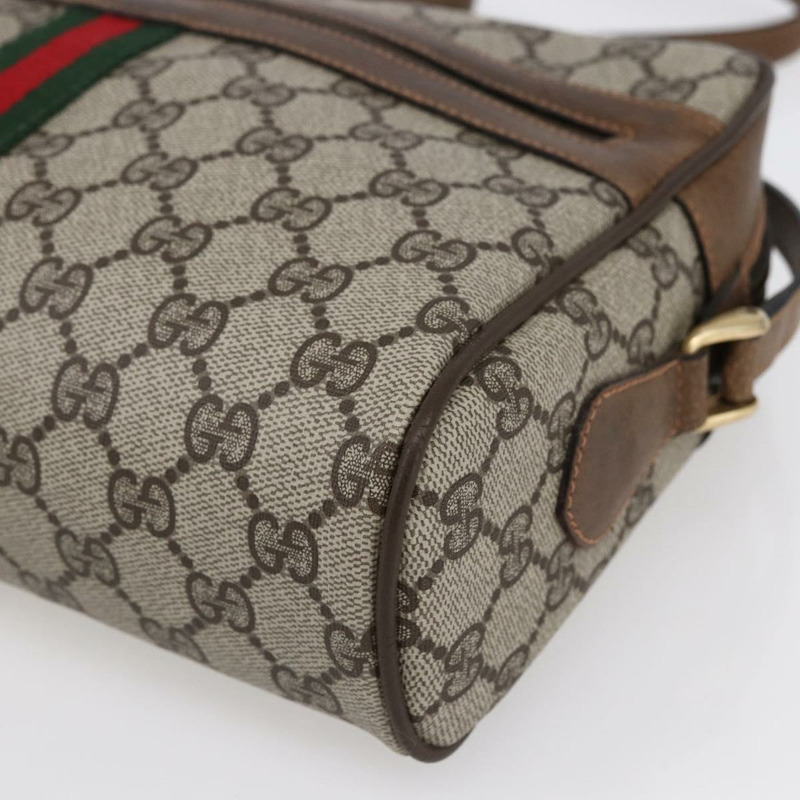 【日本直送】GUCCI GG Supreme Web Sherry Line 單肩包 PVC 米色 金色 正品 BA7456-13