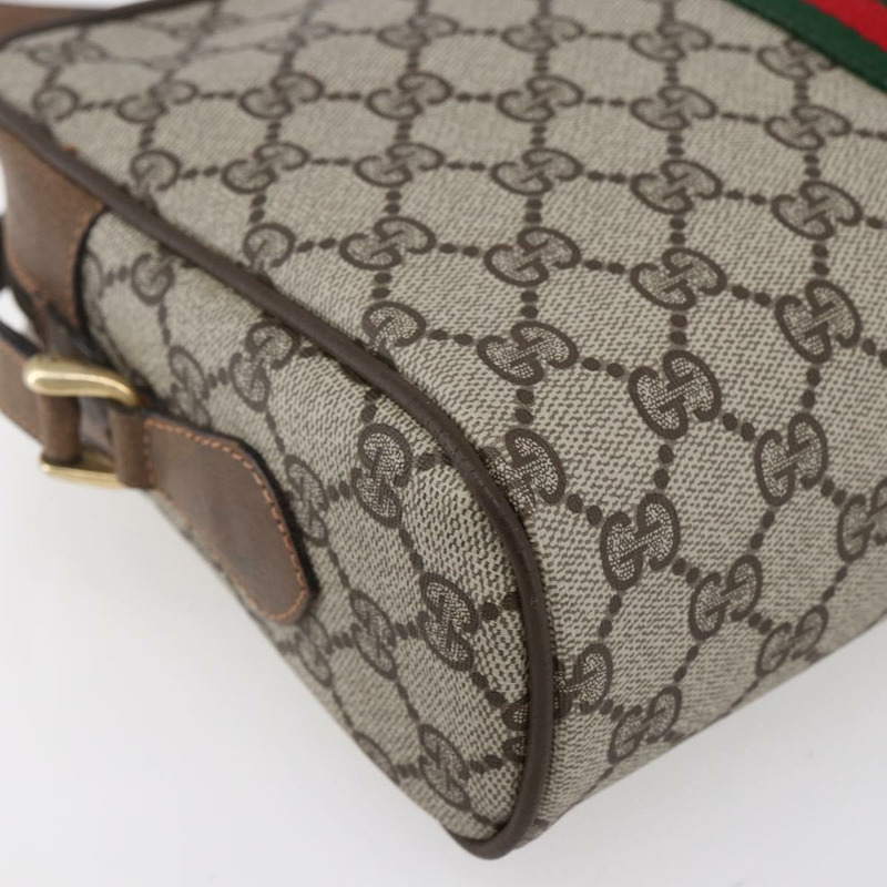 【日本直送】GUCCI GG Supreme Web Sherry Line 單肩包 PVC 米色 金色 正品 BA7456-16