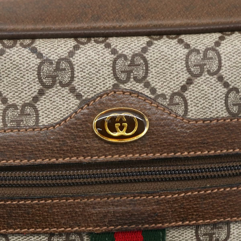 【日本直送】GUCCI GG Supreme Web Sherry Line 單肩包 PVC 米色 金色 正品 BA7456-17