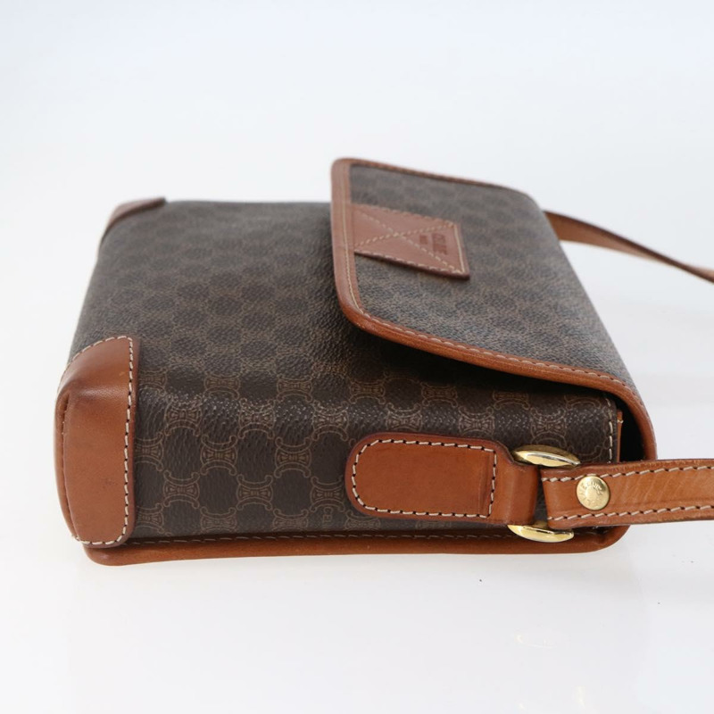 【日本直送】CELINE Macadam帆布肩背包 PVC皮革 棕色 金色 正品 ki6135-3