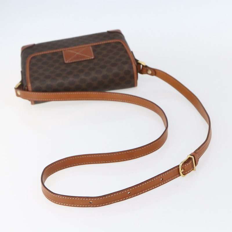 【日本直送】CELINE Macadam帆布肩背包 PVC皮革 棕色 金色 正品 ki6135-6