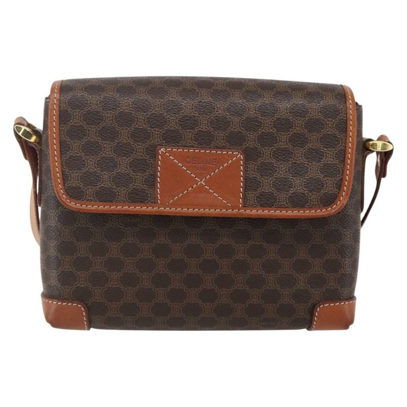 【日本直送】CELINE Macadam帆布肩背包 PVC皮革 棕色 金色 正品 ki6135-12