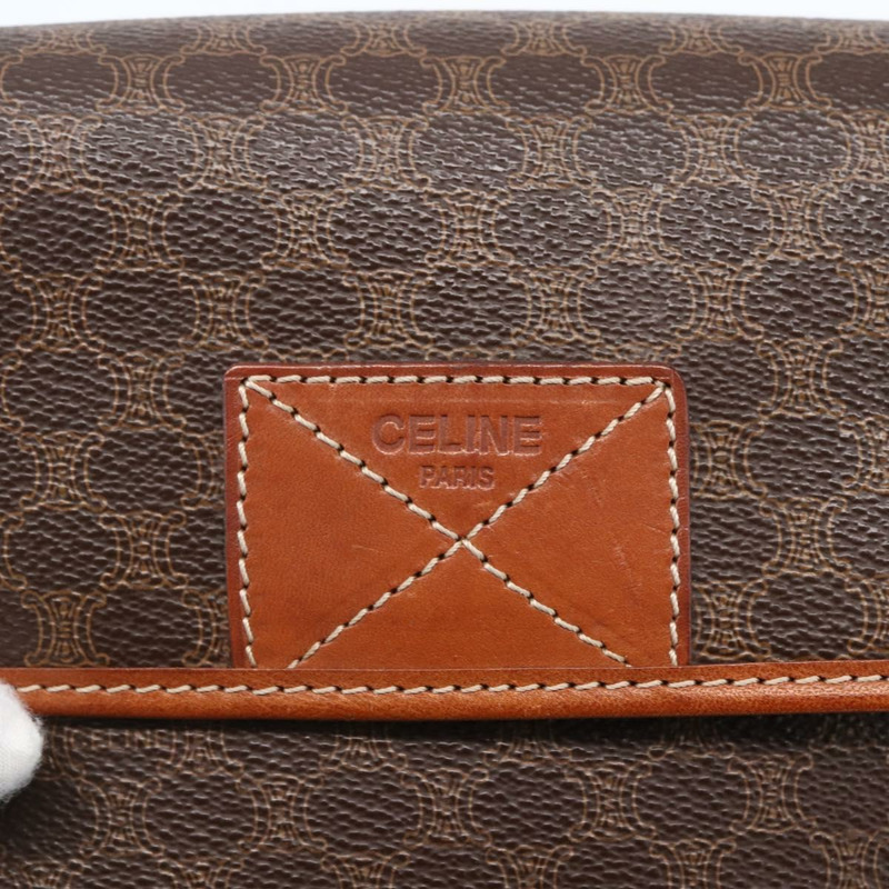 【日本直送】CELINE Macadam帆布肩背包 PVC皮革 棕色 金色 正品 ki6135-16