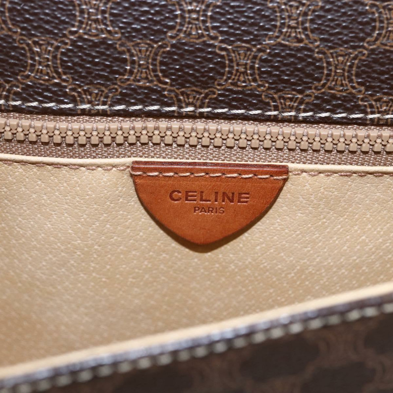 【日本直送】CELINE Macadam帆布肩背包 PVC皮革 棕色 金色 正品 ki6135-17
