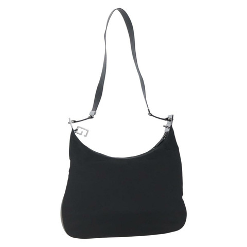 GUCCI 尼龍單肩包 黑色 銀色 001 3341 Auth bs30761