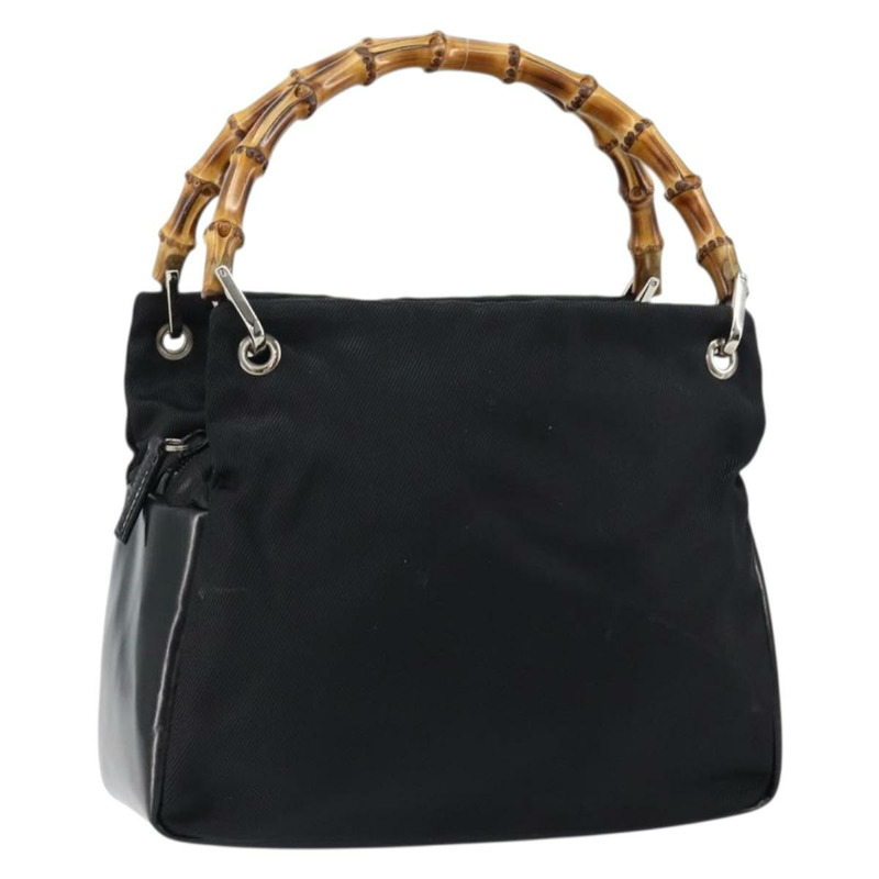 【日本直送】GUCCI 竹節手提包 皮革 黑色 銀色 000 0575 正品 bs30743-0