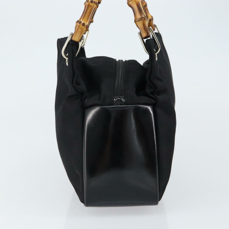 【日本直送】GUCCI 竹節手提包 皮革 黑色 銀色 000 0575 正品 bs30743-2