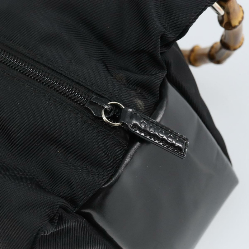 【日本直送】GUCCI 竹節手提包 皮革 黑色 銀色 000 0575 正品 bs30743-9