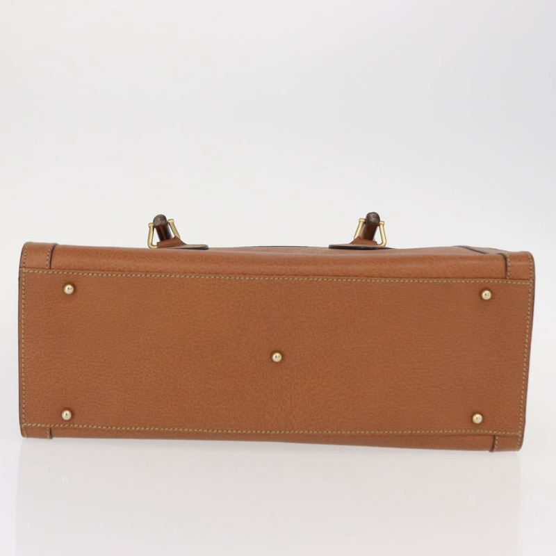 【日本直送】GUCCI 竹節手提包 皮革 棕色 金色 正品 ep11767-4