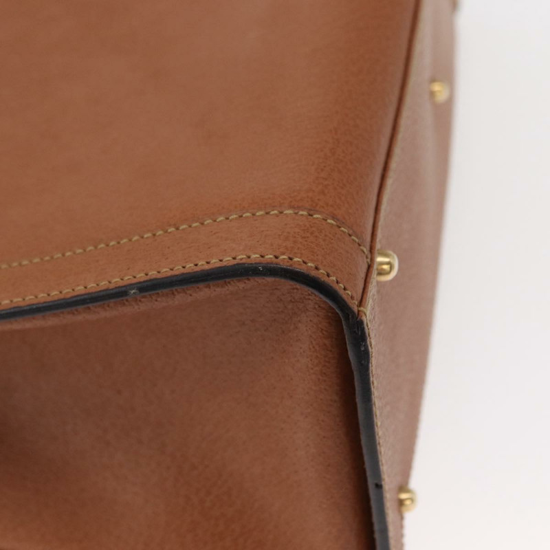 【日本直送】GUCCI 竹節手提包 皮革 棕色 金色 正品 ep11767-8