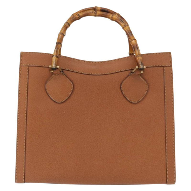 【日本直送】GUCCI 竹節手提包 皮革 棕色 金色 正品 ep11767-12