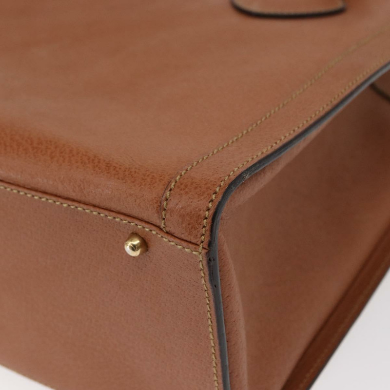 【日本直送】GUCCI 竹節手提包 皮革 棕色 金色 正品 ep11767-13