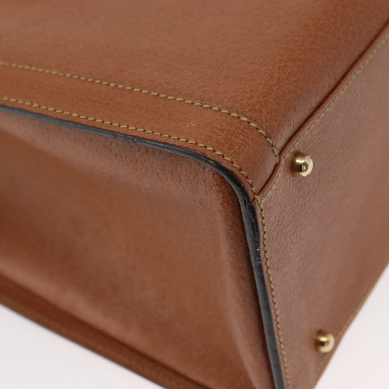 【日本直送】GUCCI 竹節手提包 皮革 棕色 金色 正品 ep11767-14