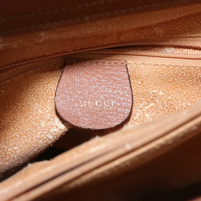 【日本直送】GUCCI 竹節手提包 皮革 棕色 金色 正品 ep11767-16
