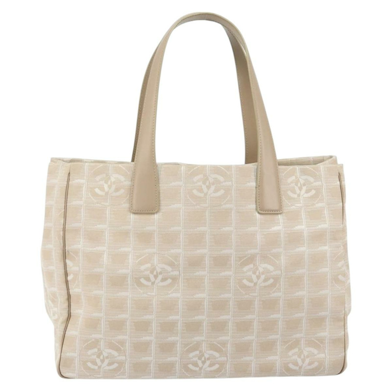 【日本直送】香奈兒新旅行系列托特包 尼龍 米色 金色 CC 標誌 正品 ep11691-12