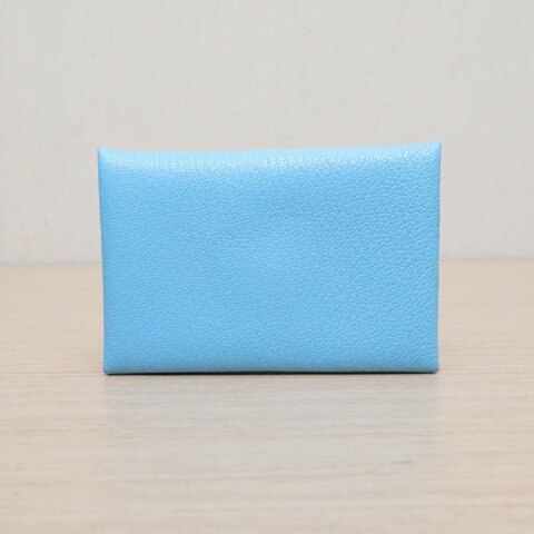 HERMES Calvi卡包7N糖果藍Chevre山羊皮K2025銀扣肩背包