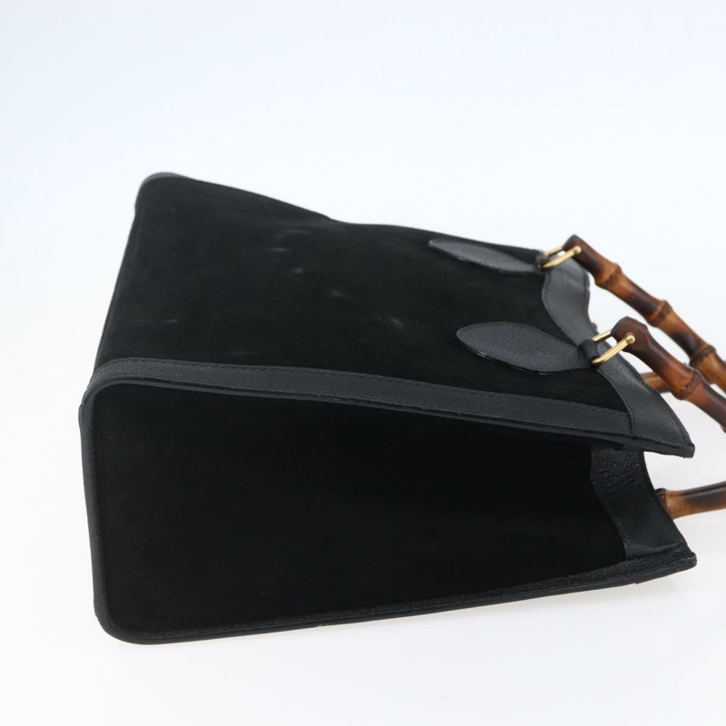 【日本直送】GUCCI 竹節手提包 絨面革 黑色 金色 002 2865 0260 正品 ep11733-3