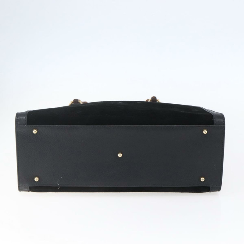 【日本直送】GUCCI 竹節手提包 絨面革 黑色 金色 002 2865 0260 正品 ep11733-4