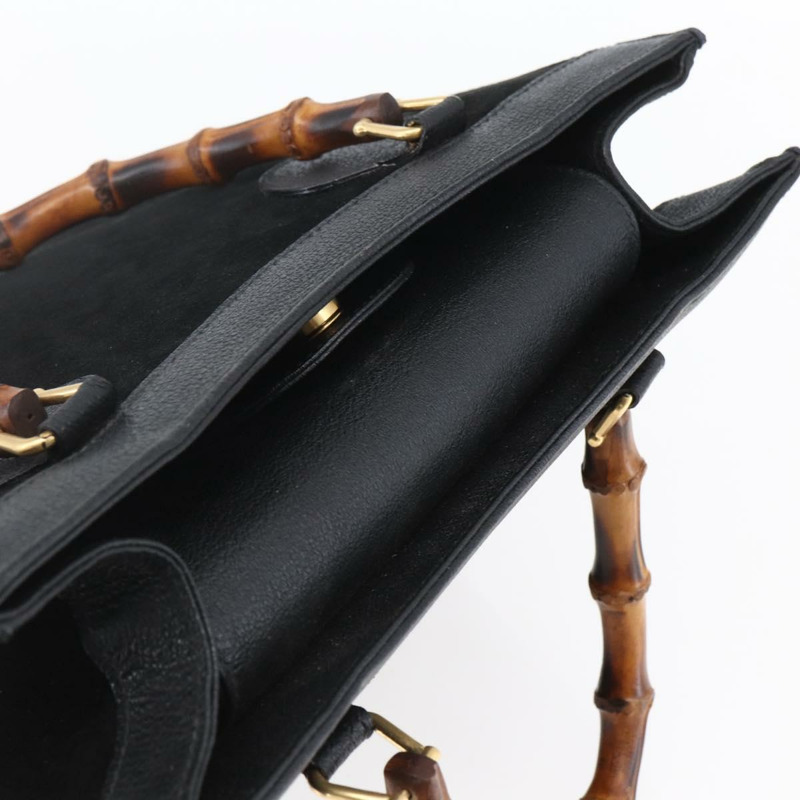 【日本直送】GUCCI 竹節手提包 絨面革 黑色 金色 002 2865 0260 正品 ep11733-5