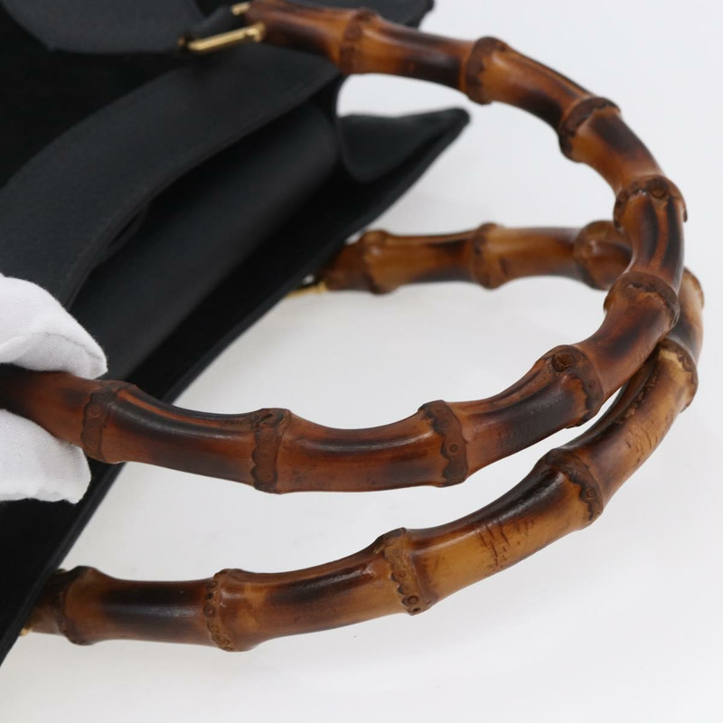 【日本直送】GUCCI 竹節手提包 絨面革 黑色 金色 002 2865 0260 正品 ep11733-6