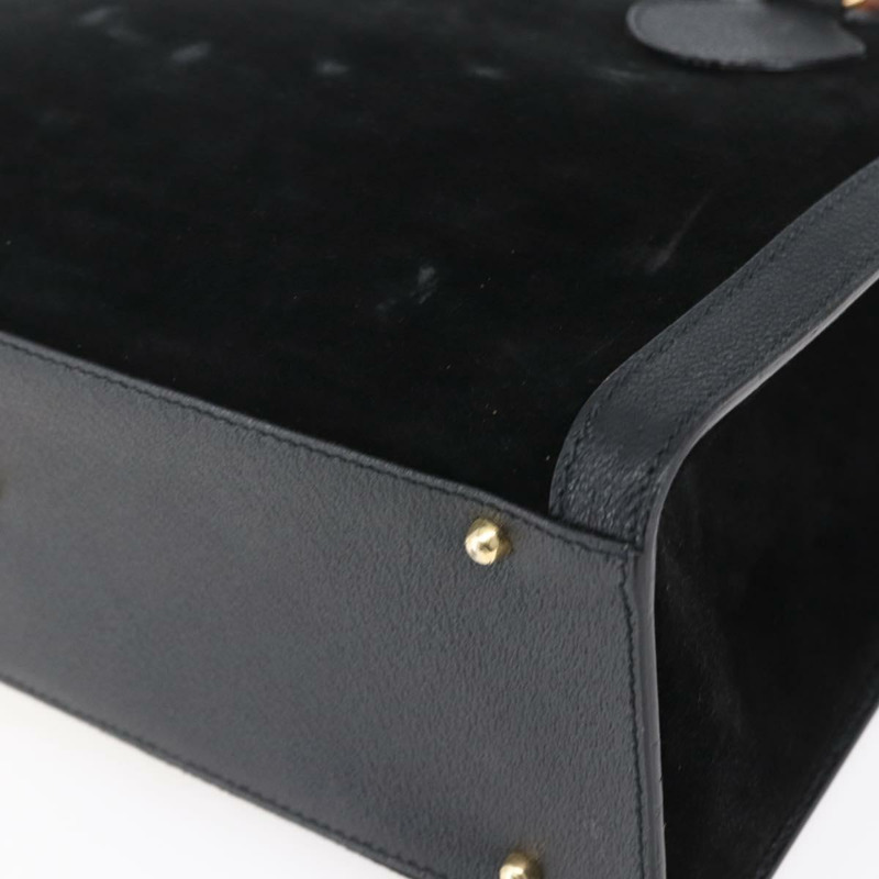 【日本直送】GUCCI 竹節手提包 絨面革 黑色 金色 002 2865 0260 正品 ep11733-8