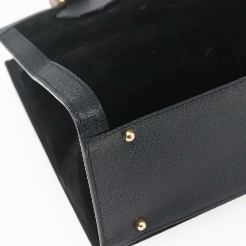 【日本直送】GUCCI 竹節手提包 絨面革 黑色 金色 002 2865 0260 正品 ep11733-13