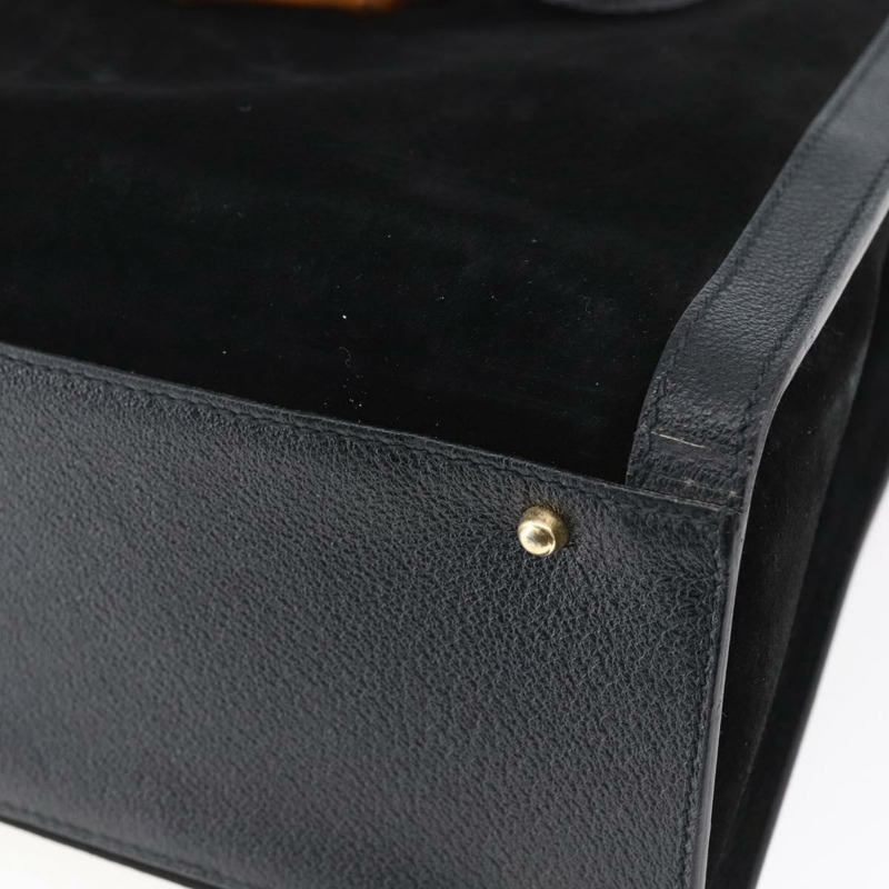 【日本直送】GUCCI 竹節手提包 絨面革 黑色 金色 002 2865 0260 正品 ep11733-14