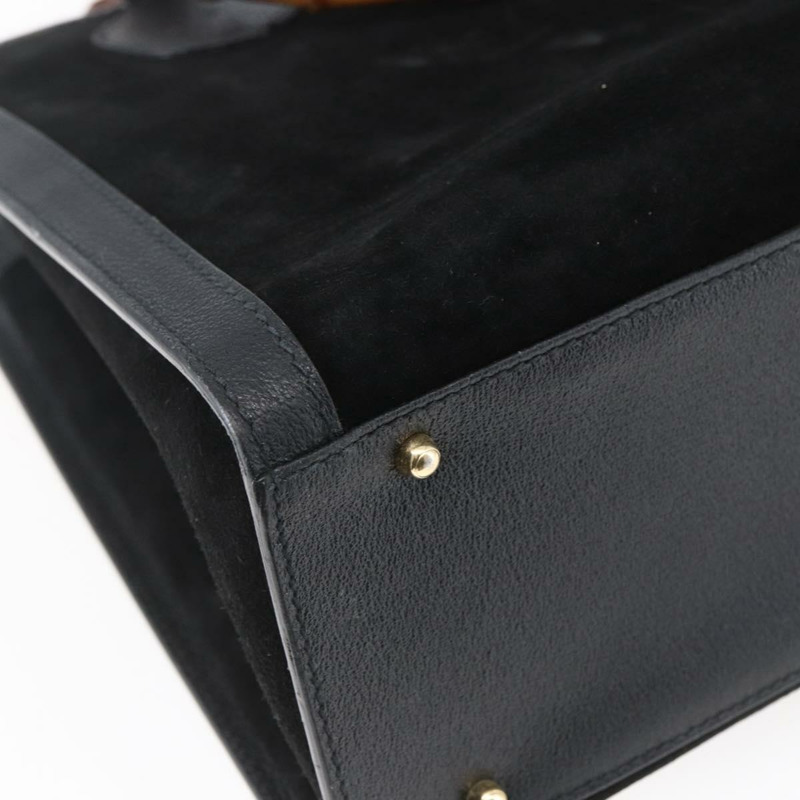 【日本直送】GUCCI 竹節手提包 絨面革 黑色 金色 002 2865 0260 正品 ep11733-15