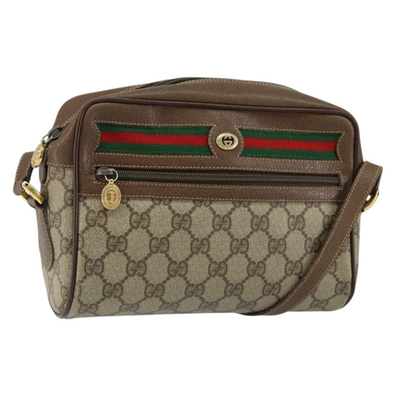 【日本直送】GUCCI GG Supreme Web Sherry Line 手提包 PVC 米色 金色 56 02 087 正品 ep11853-0
