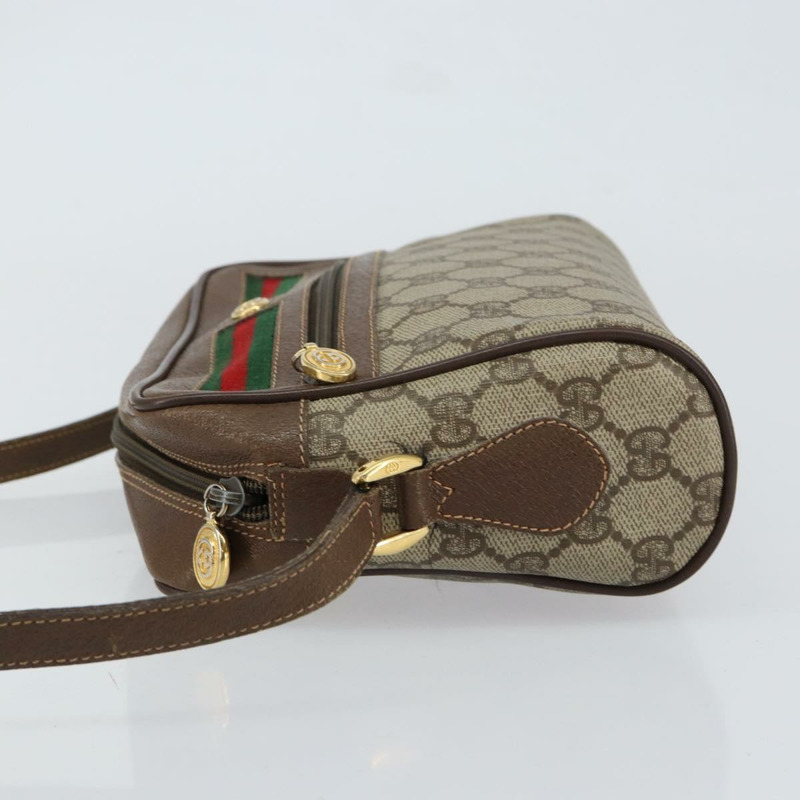【日本直送】GUCCI GG Supreme Web Sherry Line 手提包 PVC 米色 金色 56 02 087 正品 ep11853-3