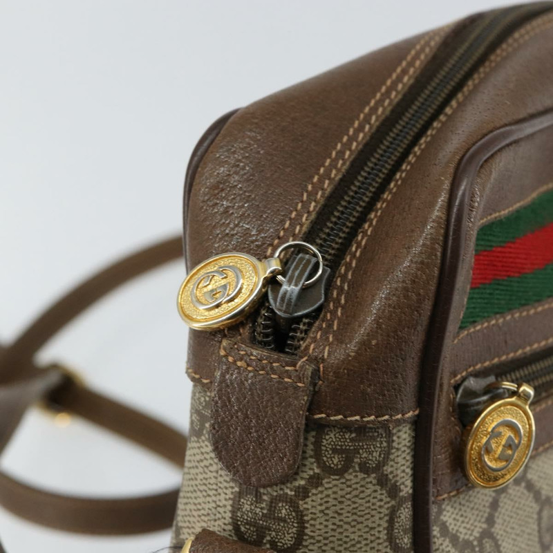 【日本直送】GUCCI GG Supreme Web Sherry Line 手提包 PVC 米色 金色 56 02 087 正品 ep11853-9