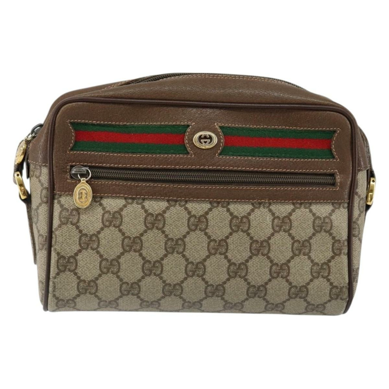 【日本直送】GUCCI GG Supreme Web Sherry Line 手提包 PVC 米色 金色 56 02 087 正品 ep11853-12