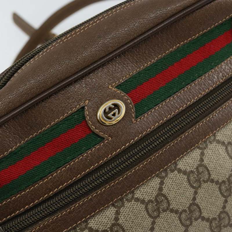 【日本直送】GUCCI GG Supreme Web Sherry Line 手提包 PVC 米色 金色 56 02 087 正品 ep11853-16