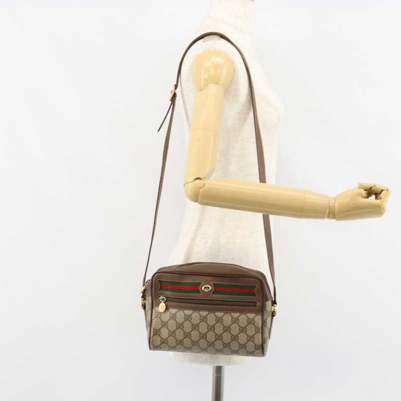 【日本直送】GUCCI GG Supreme Web Sherry Line 手提包 PVC 米色 金色 56 02 087 正品 ep11853-21