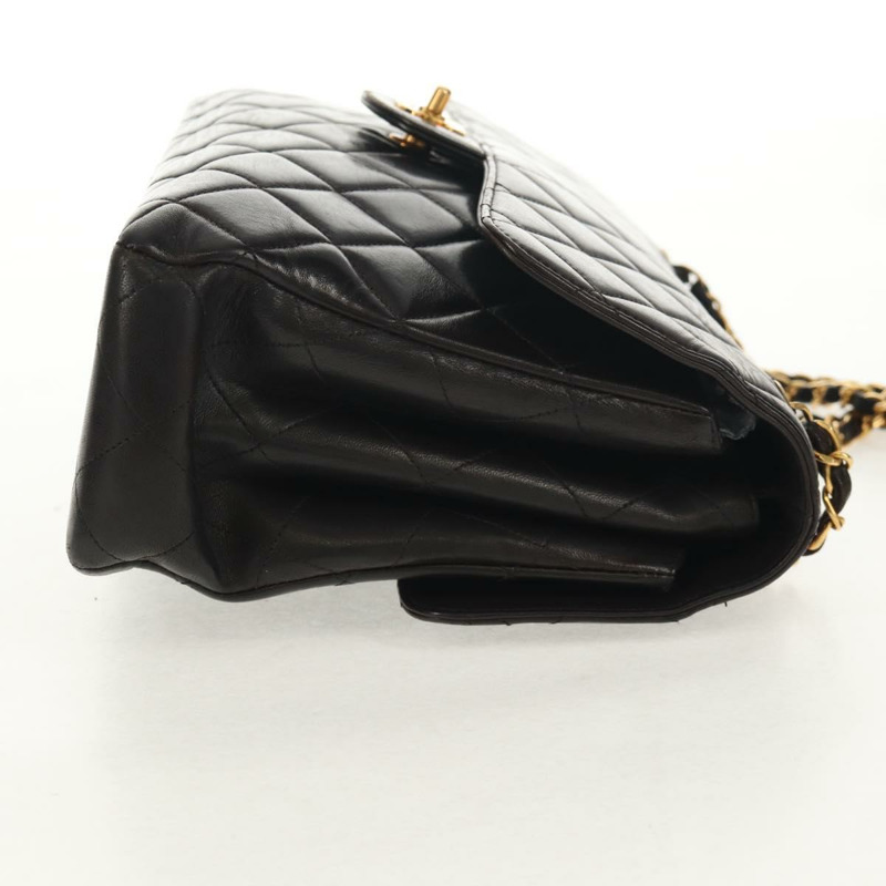 【日本直送】香奈兒 (CHANEL) Matelasse 雙面鏈條包，羊皮材質，黑色金色雙C標誌，正品 ep11971A-3