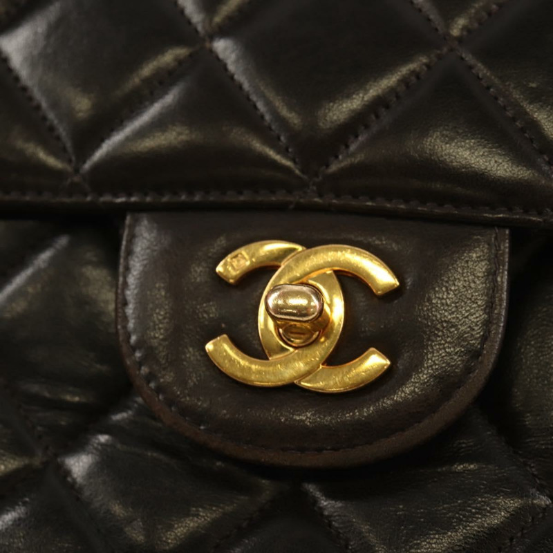 【日本直送】香奈兒 (CHANEL) Matelasse 雙面鏈條包，羊皮材質，黑色金色雙C標誌，正品 ep11971A-18