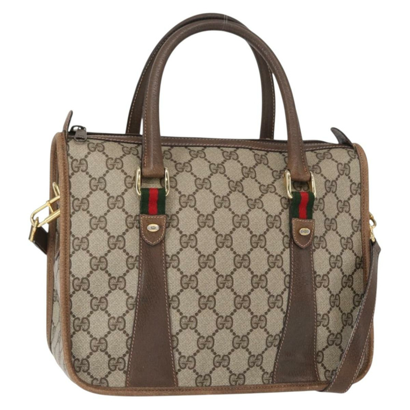 【日本直送】GUCCI GG Supreme Web Sherry Line Bag PVC 2way Beige Gold 41 02 039 Auth ep11903-0