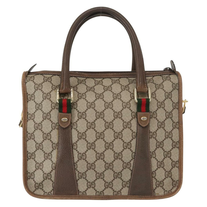 【日本直送】GUCCI GG Supreme Web Sherry Line Bag PVC 2way Beige Gold 41 02 039 Auth ep11903-1