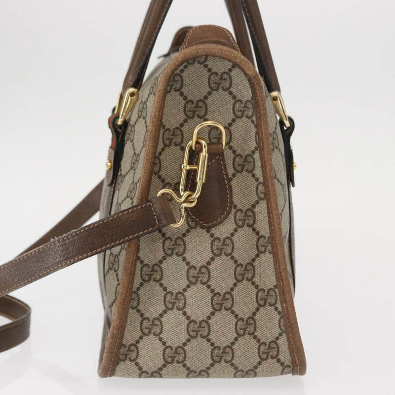 【日本直送】GUCCI GG Supreme Web Sherry Line Bag PVC 2way Beige Gold 41 02 039 Auth ep11903-2